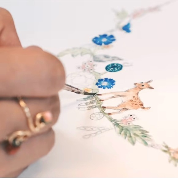 Les Nereides Multi Color Stone Floral🌺 Hand Painted Bracelet - Picture 5 of 5